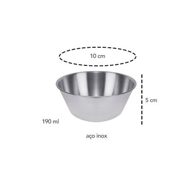 Ramekin Tigela Pequena Aço Inox Molho e Mini Cake 120ml