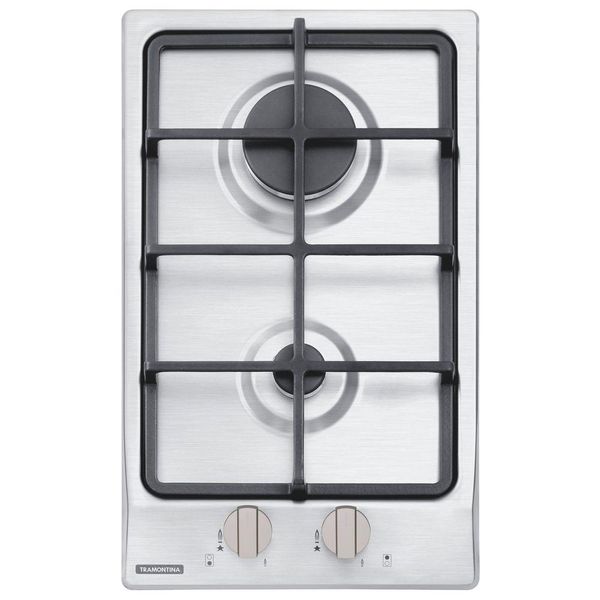 Cooktop a Gás Tramontina Dominó em Aço Inox e Trempes em Ferro Fundido com Acendimento Superautomático 2 Queimadores