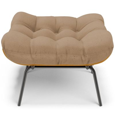 Puff Decorativo Sala de Estar Costela L02 Linho Bege Escuro - Lyam Decor