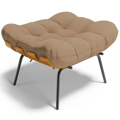 Puff Decorativo Sala de Estar Costela L02 Linho Bege Escuro - Lyam Decor