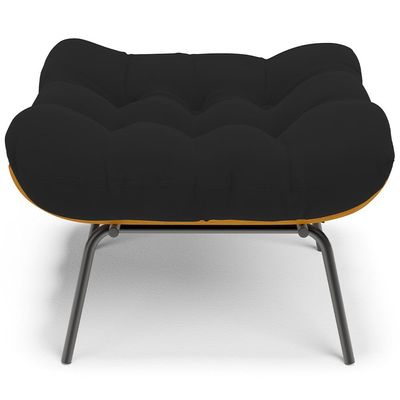Puff Decorativo Sala de Estar Costela L02 Suede Preto - Lyam Decor