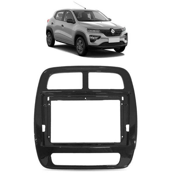 Moldura de Painel 9 Polegadas Renault Kwid 2018 a 2023 Black Piano