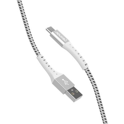 Cabo USB-C ESC05WT em Nylon Trançado Geonav 1,2 metro Branco