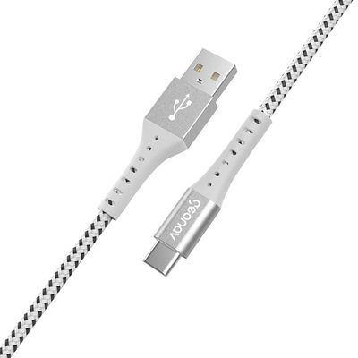 Cabo USB-C ESC05WT em Nylon Trançado Geonav 1,2 metro Branco