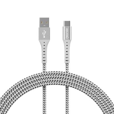 Cabo USB-C ESC05WT em Nylon Trançado Geonav 1,2 metro Branco