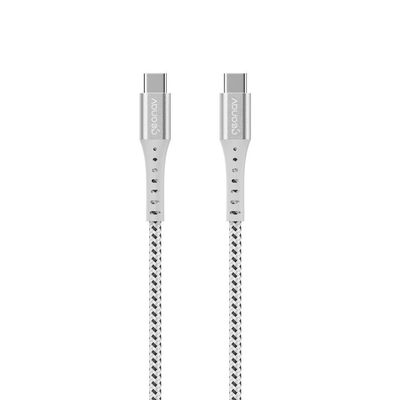 Cabo USB-C ESC06WT em Nylon Trançado Geonav 1,2 metro Branco