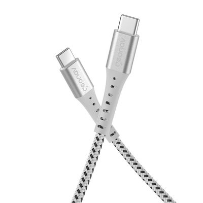 Cabo USB-C ESC06WT em Nylon Trançado Geonav 1,2 metro Branco
