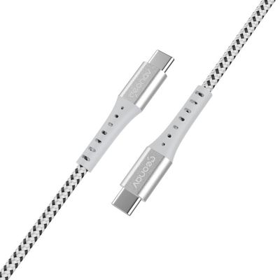 Cabo USB-C ESC06WT em Nylon Trançado Geonav 1,2 metro Branco