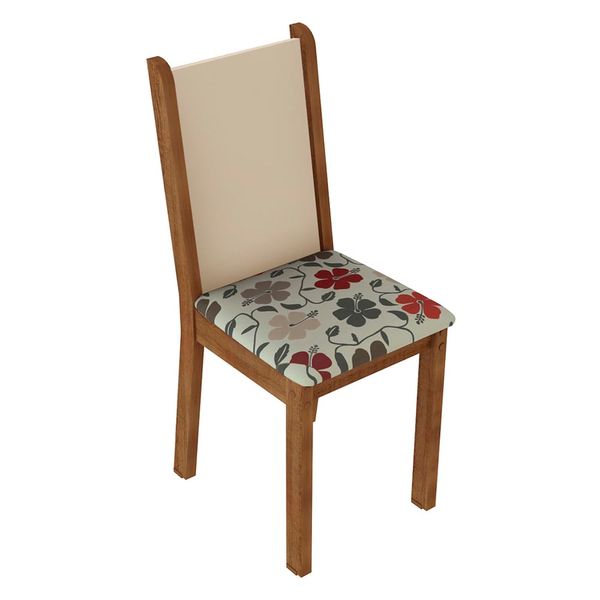 Kit 4 Cadeiras 4291 Madesa Rustic/Crema/Hibiscos Cor:Rustic/Crema/Hibiscos
