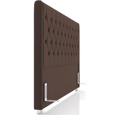 Cabeceira Cama Box King 195cm Estofada Frizza P05 Veludo Marrom - Lyam Decor