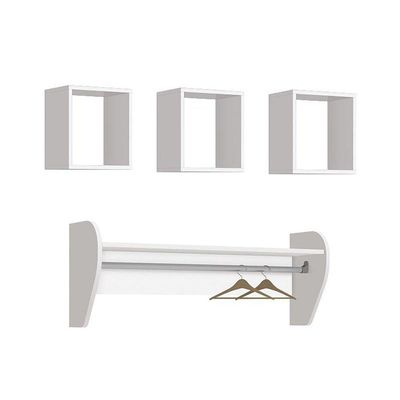 Kit 3 Nichos E Prateleira Juju Branco Brilho - Reller Móveis Branco Brilho