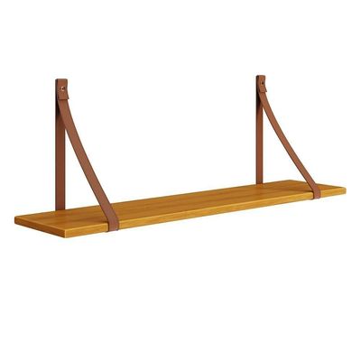 Kit 2 Prateleiras Luna 89,6cm Savana Fosco Com Alças De Couro - Reller Móveis Savana Fosco