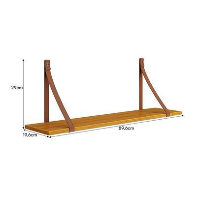 Kit 2 Prateleiras Luna 89,6cm Savana Fosco Com Alças De Couro - Reller Móveis Savana Fosco