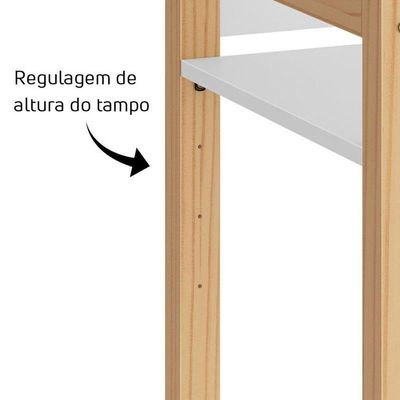 Mesa Infantil Zoe Branco Fosco/madeira Natural - Reller Móveis Branco Fosco/madeira Natural
