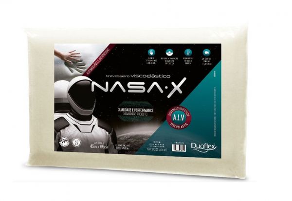 Travesseiro Viscoelastico Nasa X Baixo 50cm x 70m Duoflex Creme