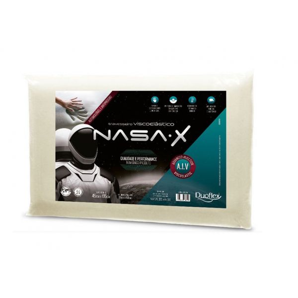 Travesseiro Viscoelastico Nasa X Baixo 50cm x 70m Duoflex Creme Travesseiro Viscoelastico Nasa X Baixo 50cm x 70m Duoflex Creme