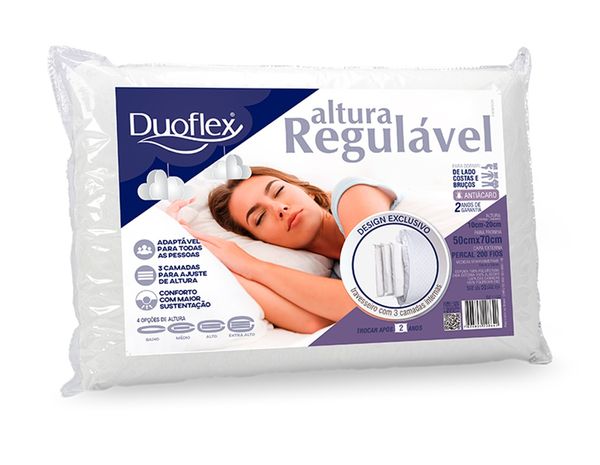 Travesseiro Altura Regulável 50cm x 70cm Duoflex Branco