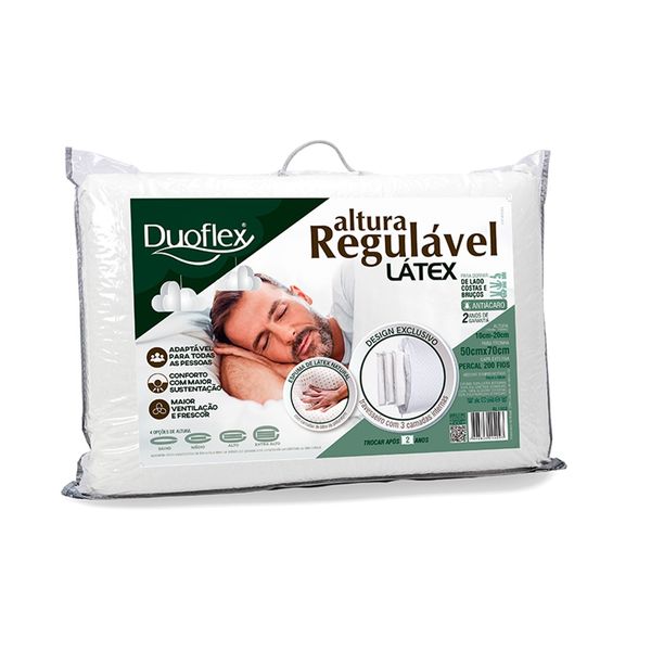 Travesseiro Altura Regulável Látex 50cm x 70cm Duoflex Branco