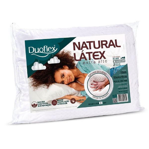 Travesseiro Natural Latex Extra Alto 50cm x 70cm Duoflex Branco