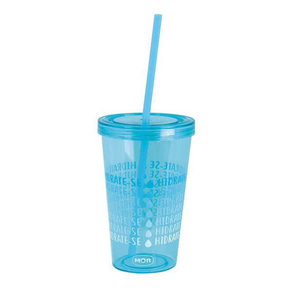 Copo com Canudo Color 625ml - Azul Copo com Canudo Color 625ml - Azul
