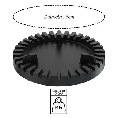 Espalha Chama de Fogão Ferro Queimador Econômico Duplo 6cm