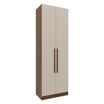 Guarda-roupa Modulado Canto Reto Bartira Lugano 7 Portas, 5 Gavetas e 10 Prateleiras com 3 Peças Avelã/Cappuccino