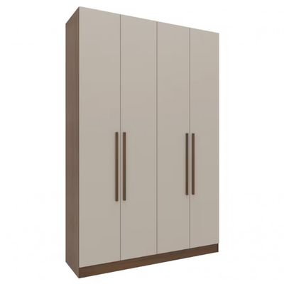 Guarda-roupa Modulado Canto Reto Bartira Lugano 7 Portas, 5 Gavetas e 10 Prateleiras com 3 Peças Avelã/Cappuccino