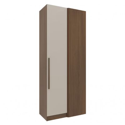 Guarda-roupa Modulado Canto Reto Bartira Lugano 7 Portas, 5 Gavetas e 10 Prateleiras com 3 Peças Avelã/Cappuccino