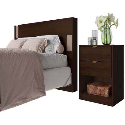 Cabeceira para Cama Box Casal e Queen Diplomata com Revestimento em Finish Foil Bartira Café/Avelã