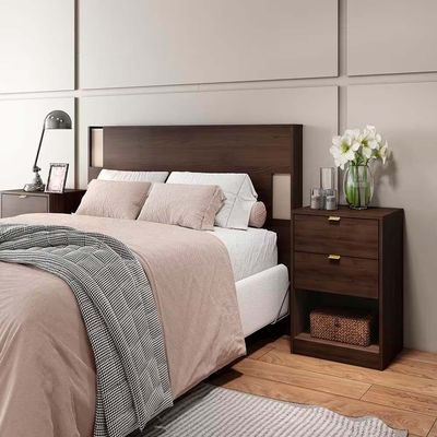 Cabeceira para Cama Box Casal e Queen Diplomata com Revestimento em Finish Foil Bartira Café/Avelã
