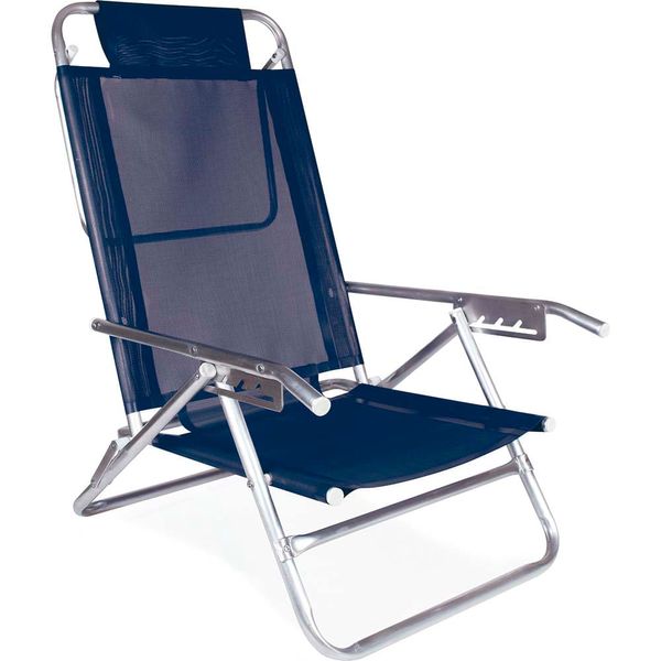 Cadeira Reclinável Alumínio 5 Posições Azul