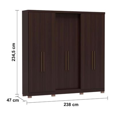 Guarda-Roupa Casal Bartira Napoli UP 6 Portas e 4 Gavetas + Cama Box Conjugada Casal Umaflex New Florença Café