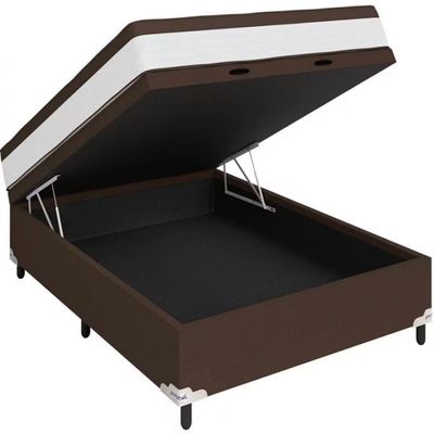 Cama Box de Casal Portobel Noah Ortopédico com Molas Ensacadas, EPS e Revestimento em Poliéster 70x138x188cm Branco com Marrom