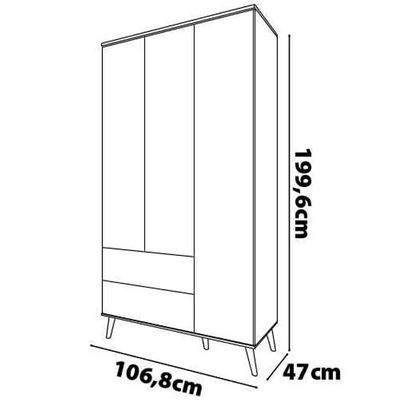 Guarda Roupa Infantil Ternura com 3 Portas, 2 Gavetas e 5 Nichos Bartira Rosa Wood