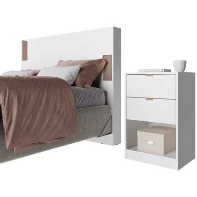 Cabeceira para Cama Box Casal e Queen Diplomata com Revestimento em Finish Foil Bartira Branco Fosco