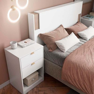 Cabeceira para Cama Box Casal e Queen Diplomata com Revestimento em Finish Foil Bartira Branco Fosco