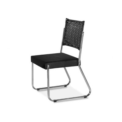 Mesa de Jantar Aço Nobre Claudia com Tampo Kanon e 6 Cadeira Preto