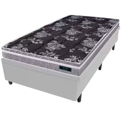Colchão de Solteiro Versalitis D33 Globalflex + Base Box MGA Lift Cotton com Baú e Pistão à Gás Cinza/Branco/Preto Floral