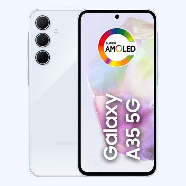 Smartphone Samsung Galaxy A35 5G 128GB 6GB RAM Câmera Tripla Traseira de até 50MP Selfie de 13MP Tela super AMOLED de 6,6 Azul Claro