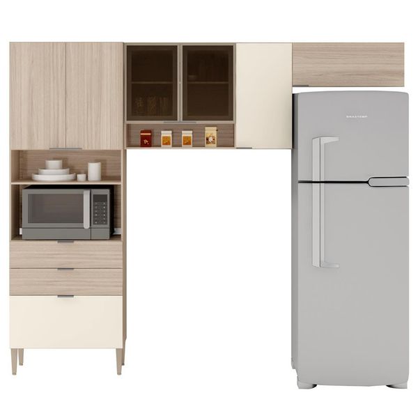 Cozinha Compacta Turmalina com 6 Portas e 3 Gavetas Bartira Carvalho/Champanhe n/a Cozinha Compacta Turmalina com 6 Portas e 3 Gavetas Bartira Carvalho/Champanhe n/a