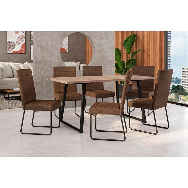 Mesa de Jantar Fabone Conceito Maxxi com 6 Cadeiras Meg n/a