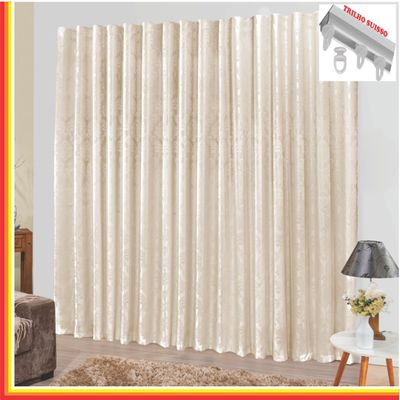 Cortina Tropical em Jacquard 2,00 x 1,70 Para Trilho Suisso - Palha