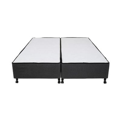 Cama Box Queen Size Castor New Alfa One em tecido Poliéster + Colchão com Molejo Tecnopedic, Euro Pillow em Malha 24x158x198cm Cinza com Branco