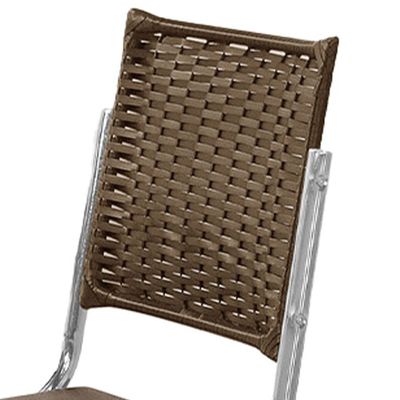 Cadeira de Jantar Aço Nobre Kansas com Encosto em Junco e Assento Estofado Revestido em Suede Chocolate