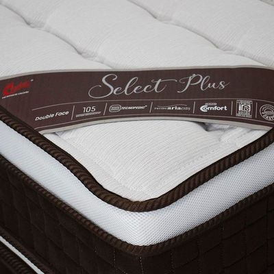 Cama Box King Size Castor Sellect P Dupla Revestida em Tecido Suede + Colchão com Molejo Tecnopedic e Euro Pillow 34x193x203cm Marrom com Bege