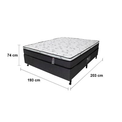 Cama Box King Size Castor Sellect P Dupla Revestida em Tecido Suede + Colchão com Molejo Tecnopedic e Euro Pillow 34x193x203cm Marrom com Bege