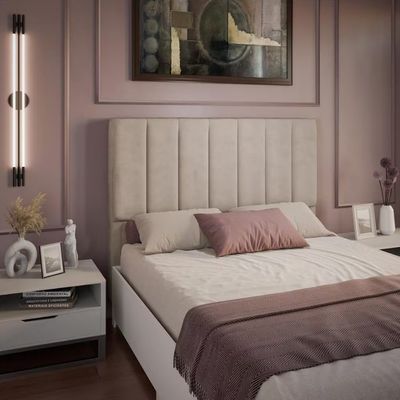 Cabeceira para Cama Box Casal Veneza em Veludo Dobuê Bege