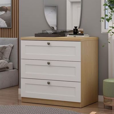 Cômoda Genialflex Infinity com 3 Gavetas e 79 cm de Largura Savana com Branco
