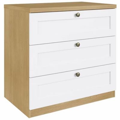 Cômoda Genialflex Infinity com 3 Gavetas e 79 cm de Largura Savana com Branco