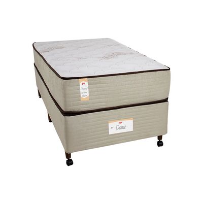Cama Box Solteirão Castor Dome One Revestida em Tecido Suede + Colchão com Molejo Tecnopedic e Revestimento em Malha 27x100x200cm Bege
